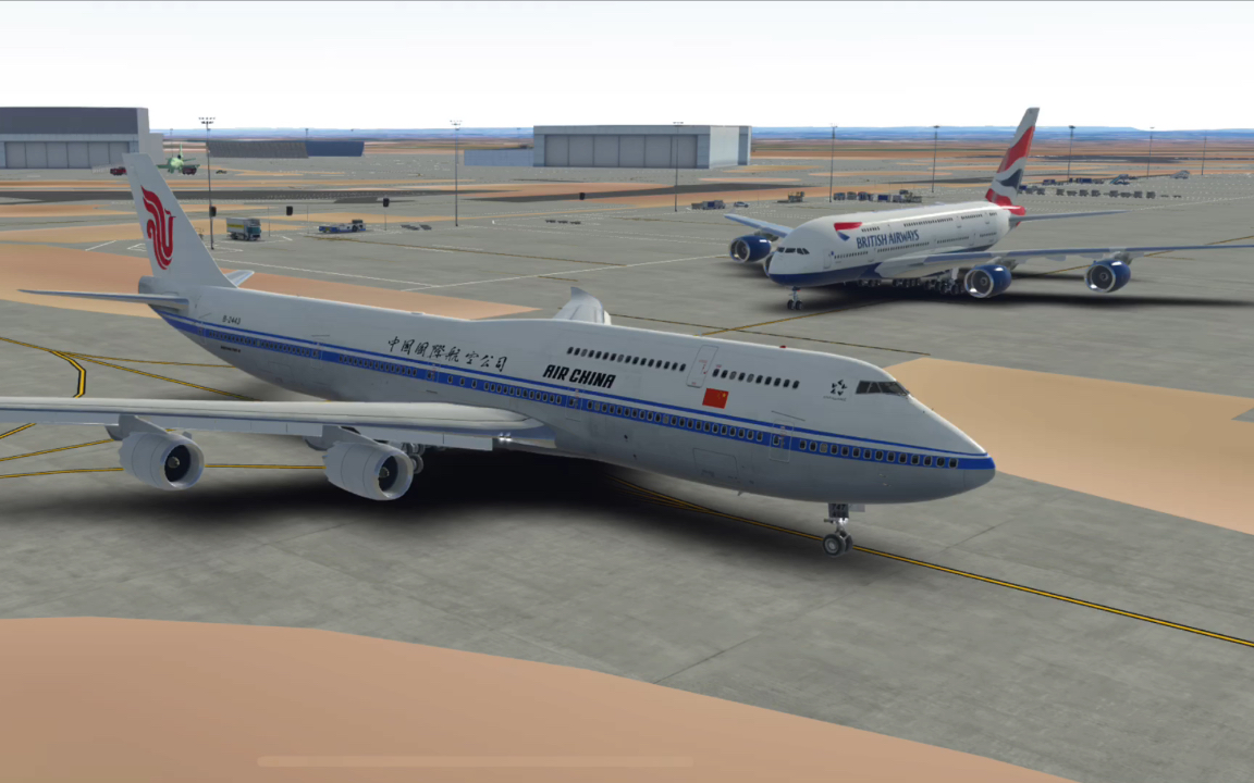 洛杉矶机场,国航波音747和英国航空a380擦肩而过