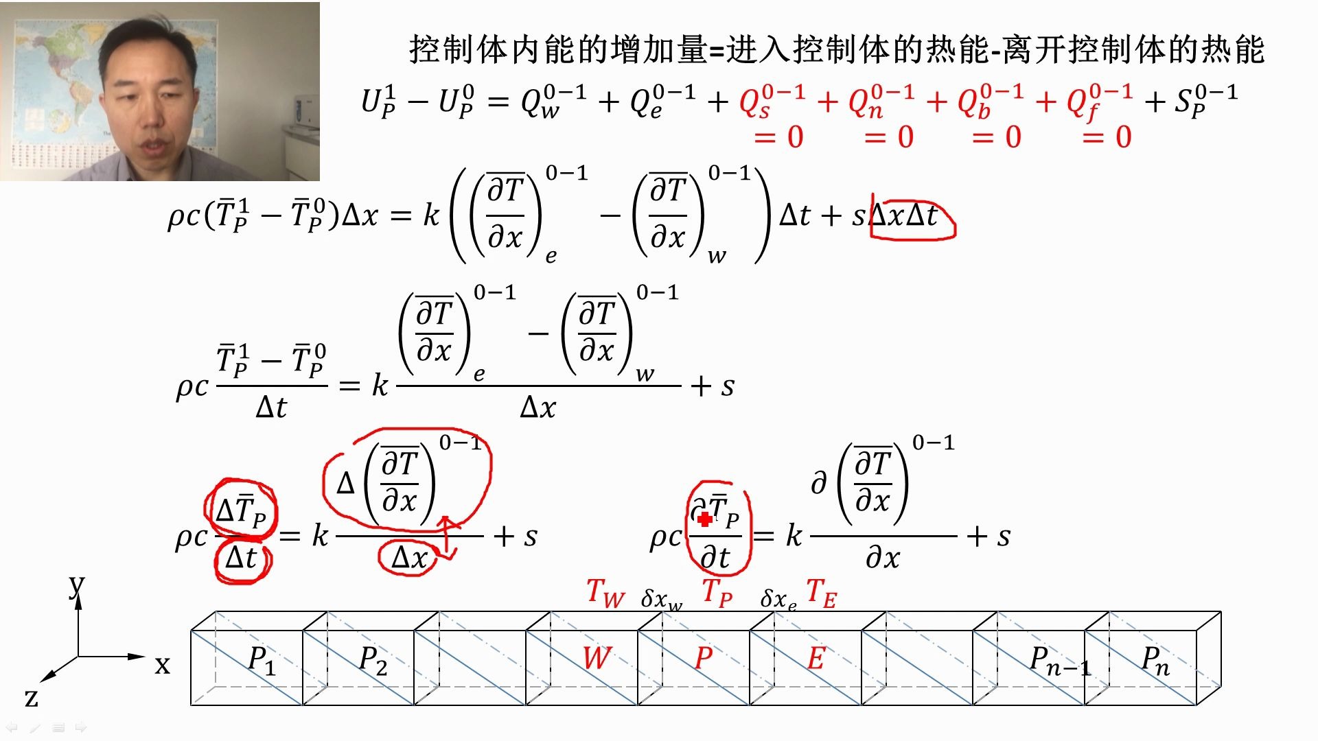 [图]计算传热学--5-一维瞬态常系数时间隐式格式导热离散方程-数值传热学