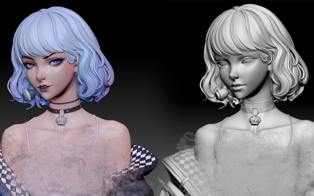 活动作品zbrush风格化女性角色模型