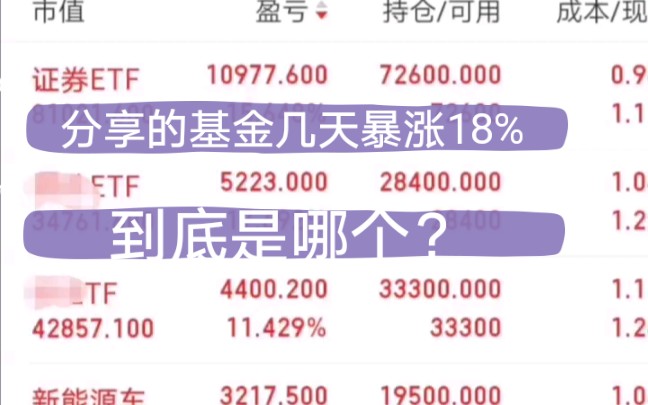 7.2之前分享的基金几天暴涨18%,到底是哪只?哔哩哔哩bilibili