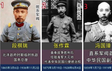 民国14大军阀,冯国璋是冯巩太爷爷,杨虎城是西北军阀哔哩哔哩bilibili