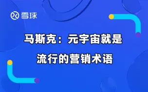 马斯克：元宇宙就是流行的营销术语