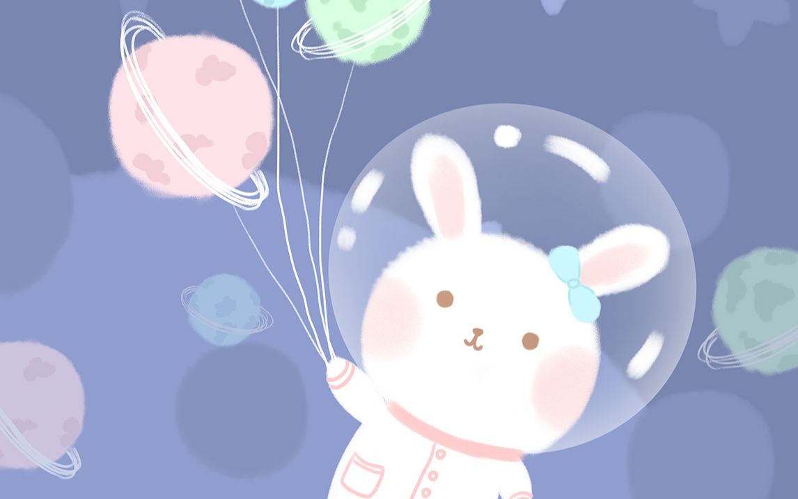 【动态壁纸】【萌萌哒星球兔】板绘萌萌的小兔纸!