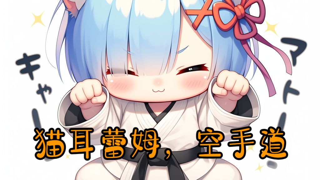q版的猫耳蕾姆在练习空手道哦