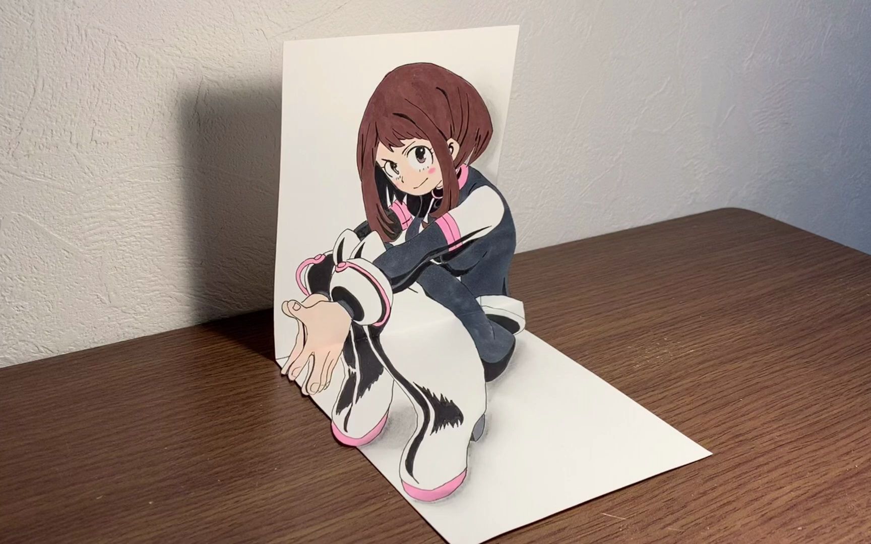 【绘画】如何制作一张 丽日御茶子 的折叠立体画 我的英雄学院