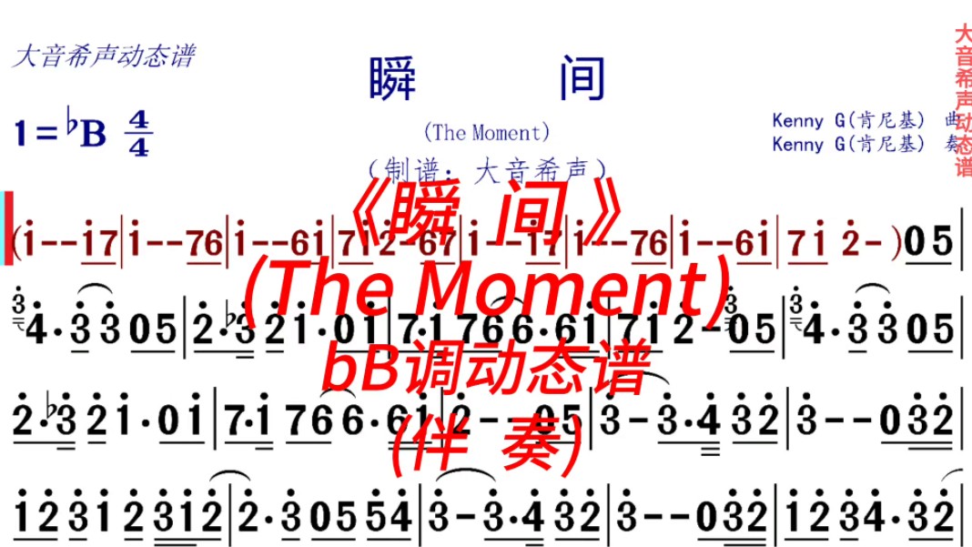 [图]肯尼基《瞬间》(The Moment) bB调萨克斯动态伴奏谱