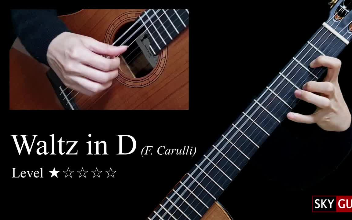 [图]古典吉他独奏-F.卡路里 D大调华尔兹Waltz in D (F Carulli)带谱教学-GQ120-130