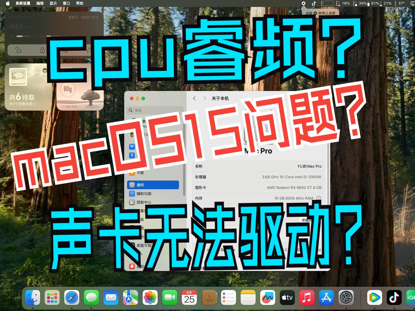 苹果macos15  sequoia beta7版本上解决cpu无法睿频和声卡驱动的问题