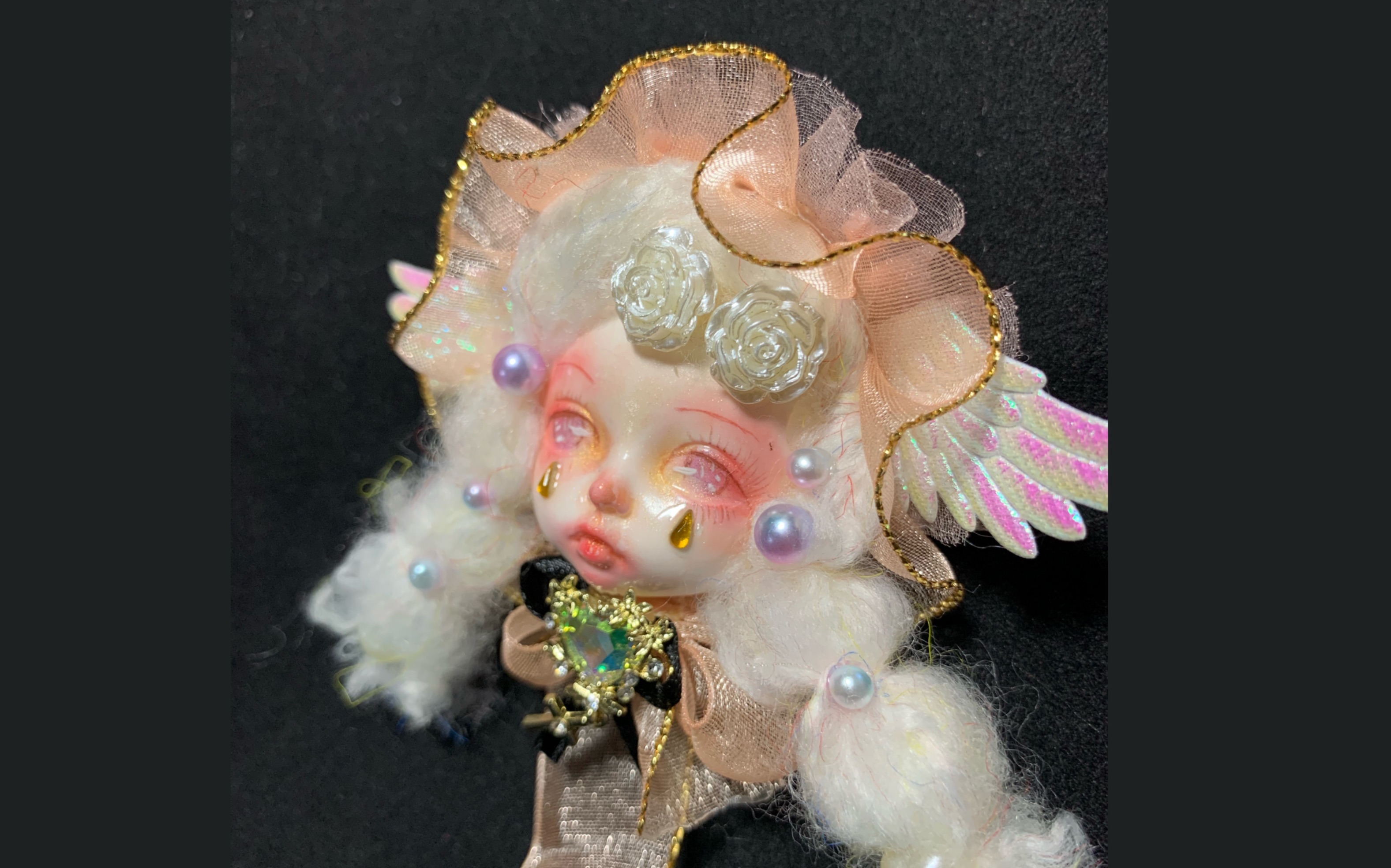 柚子原创复古娃头胸针展示