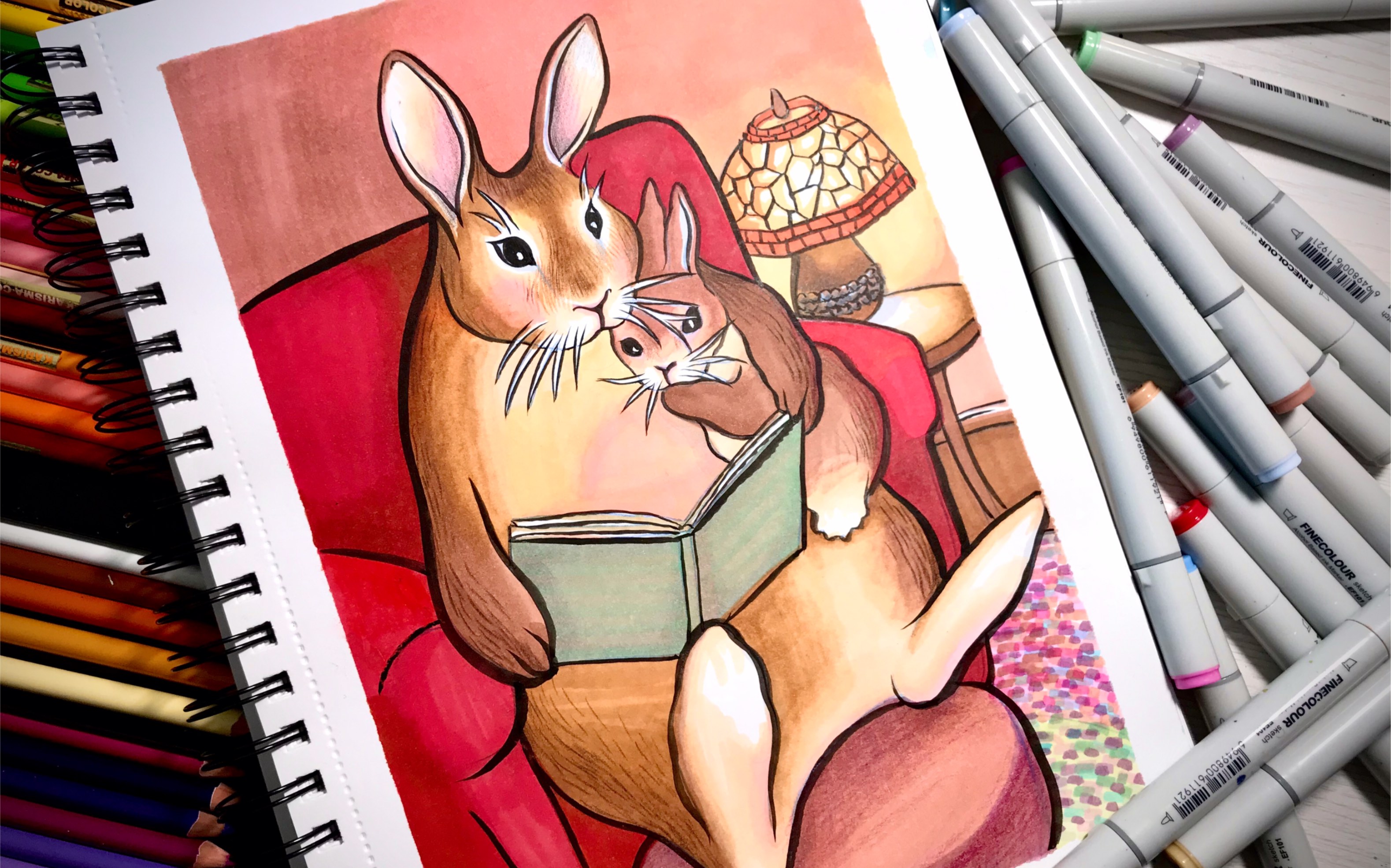 【马克笔彩绘】(儿童插画)猜猜我有多爱你?—星河美育教学视频