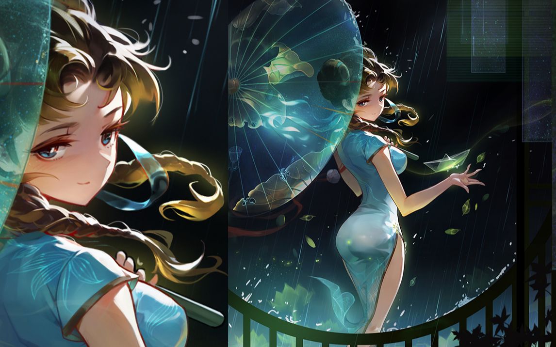 活动作品王者同人烟雨西施旗袍妆