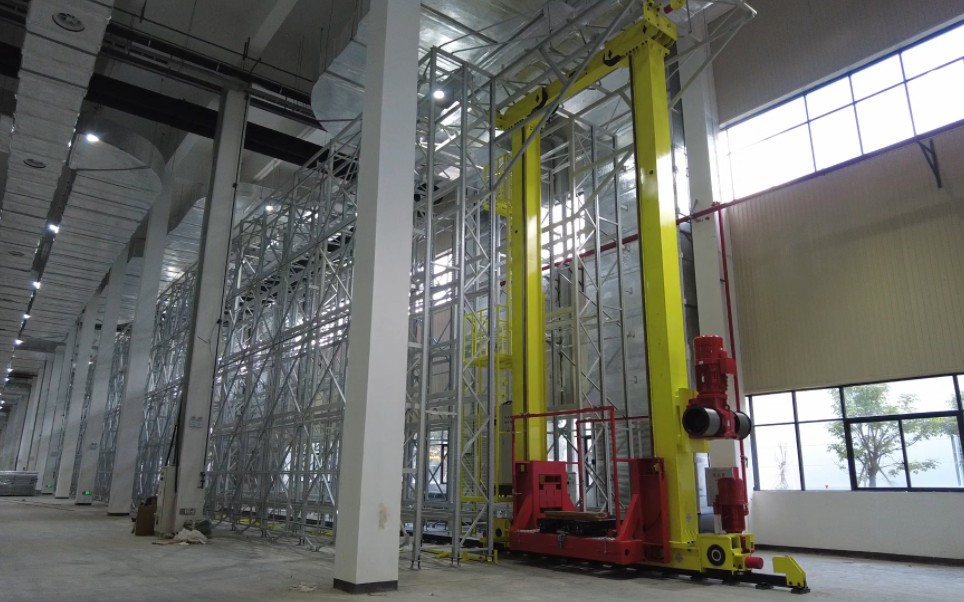 德友鑫制冷行业线边库双立柱堆垛机#重型堆垛机 #堆垛机立库 #堆垛机