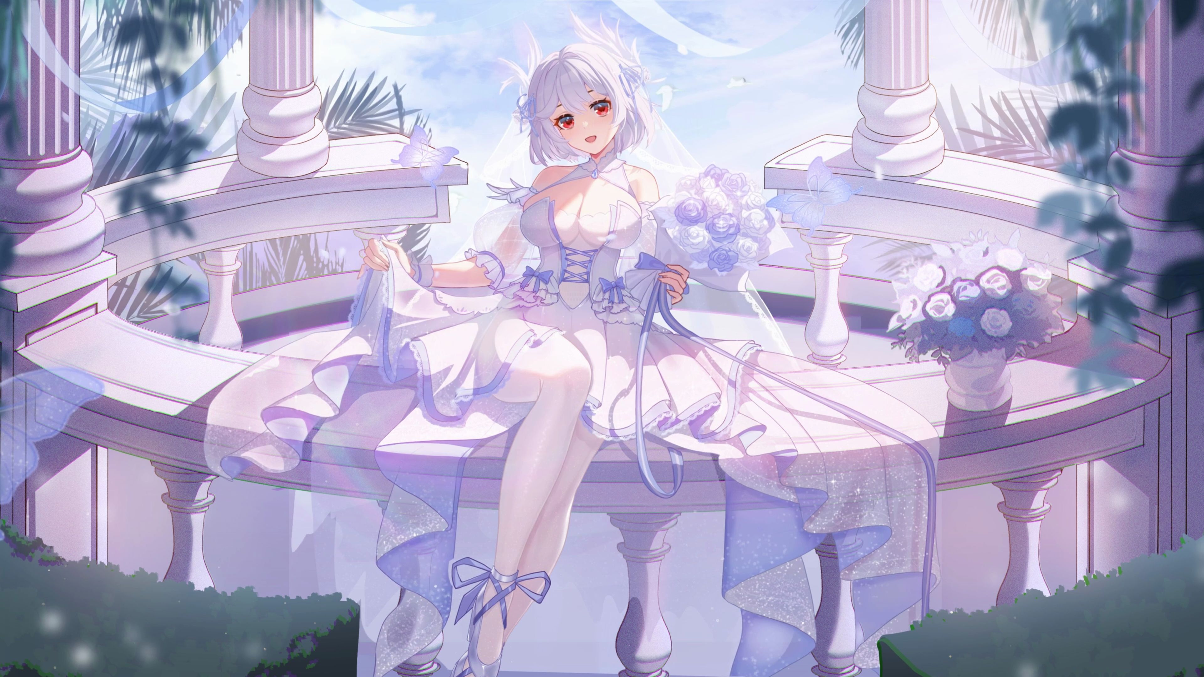 【纯白誓约插画模版】动态壁纸花嫁婚纱模板出商使可商用接稿vup虚拟