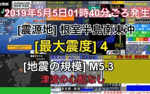 Télécharger la video: [速報]【最大震度4】 根室半島南東沖 深さ約60km M5.3 5日1時40分頃発生