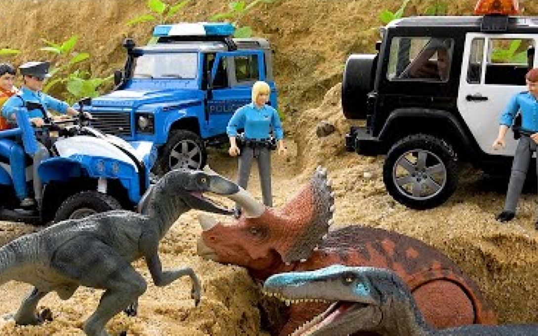 似鳄龙挡着消防车的去路,三角龙攻击人类