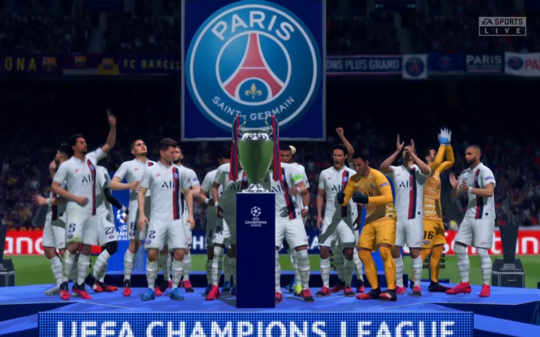 fifa 20 欧冠总决赛 巴黎圣日耳曼队 夺冠 冠军奖杯 姆巴佩疯狂庆祝