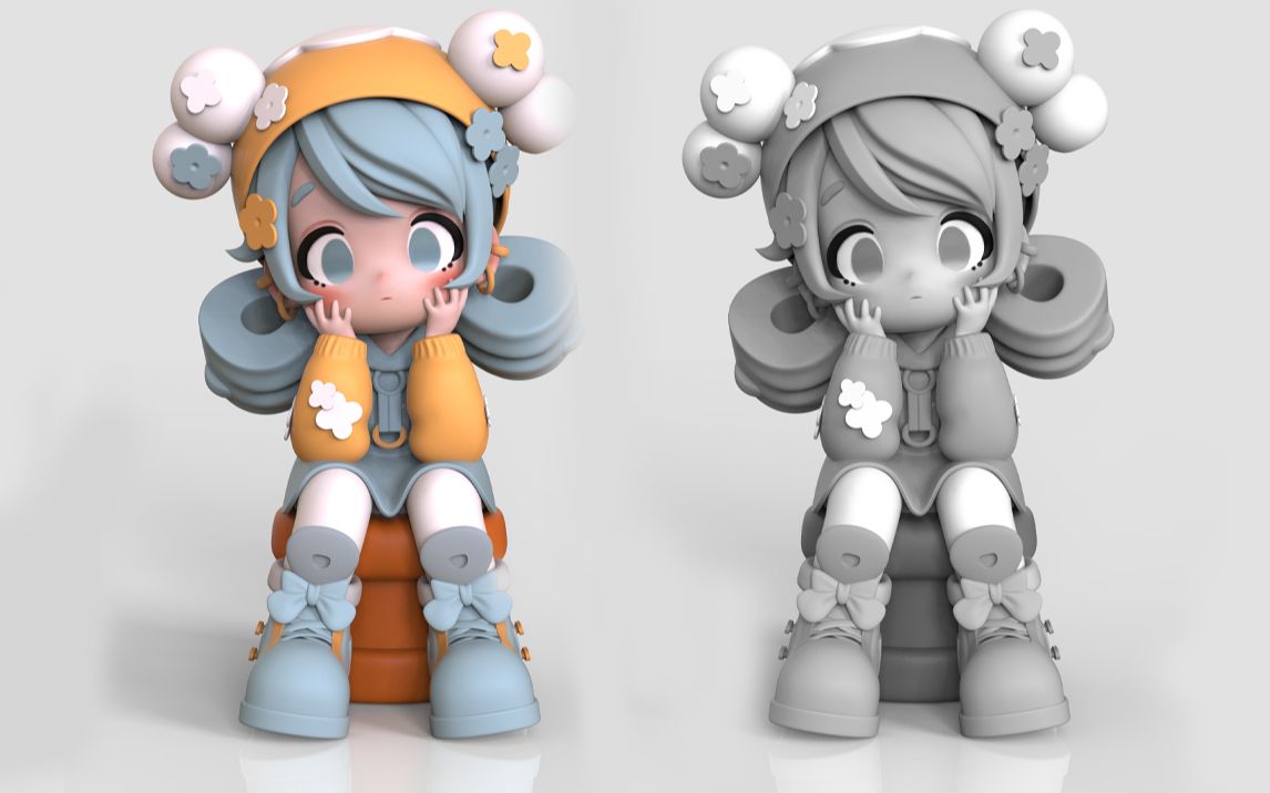 【zbrush雕刻】超萌q版小手办制作,从球开始到上色完整案例讲解