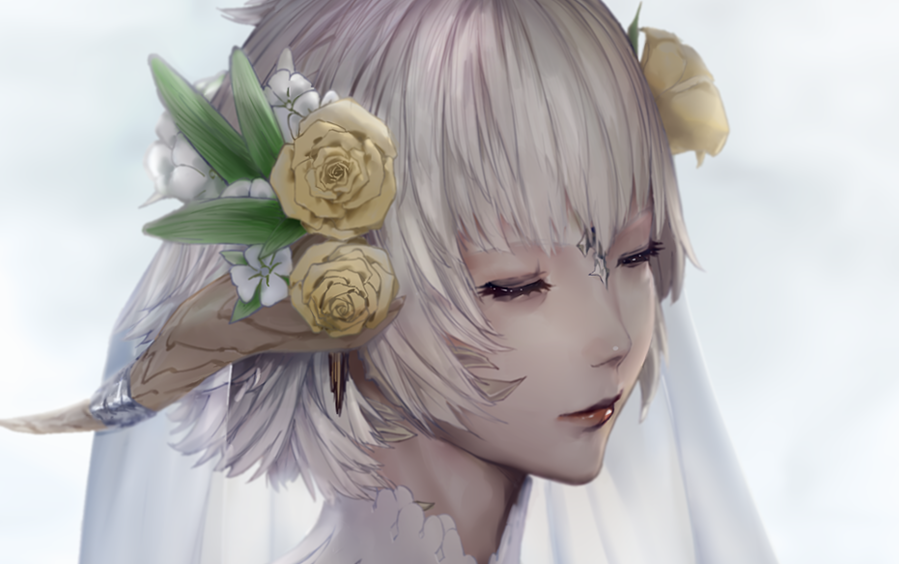 [朴实无华的伊始]ff14龙娘头像,线稿过程