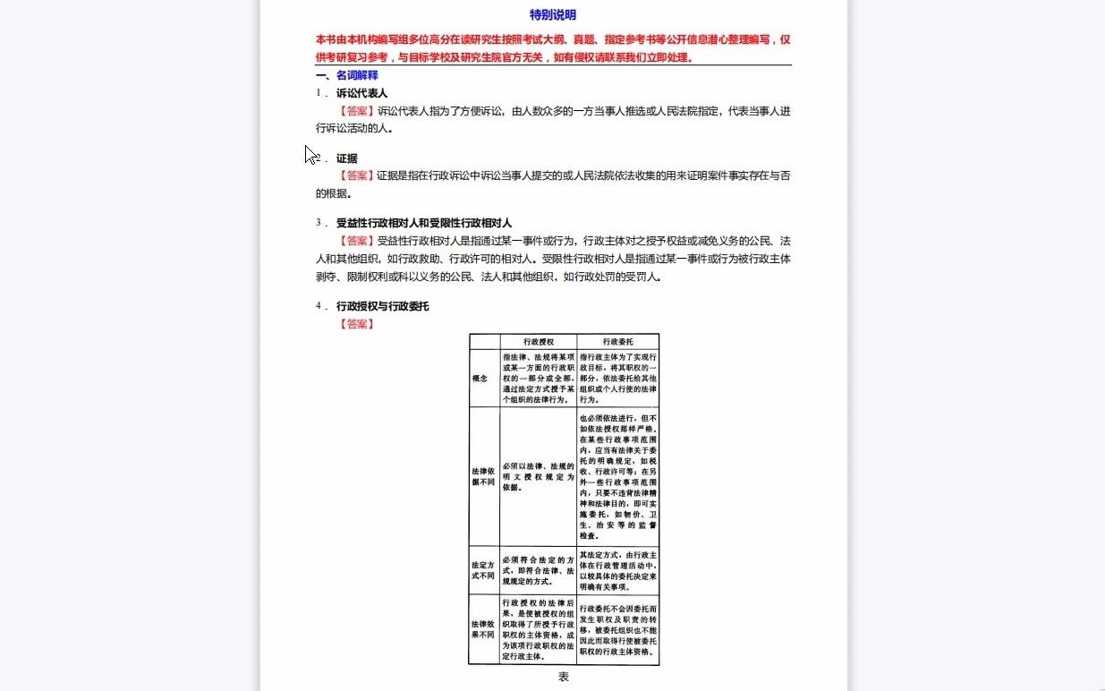 [图]C486140【基础】2024年上海师范大学030106诉讼法学《908法学基础二之行政法与行政诉讼法学》考研基础训练390题(名词解释+简答+论述+案例分析题