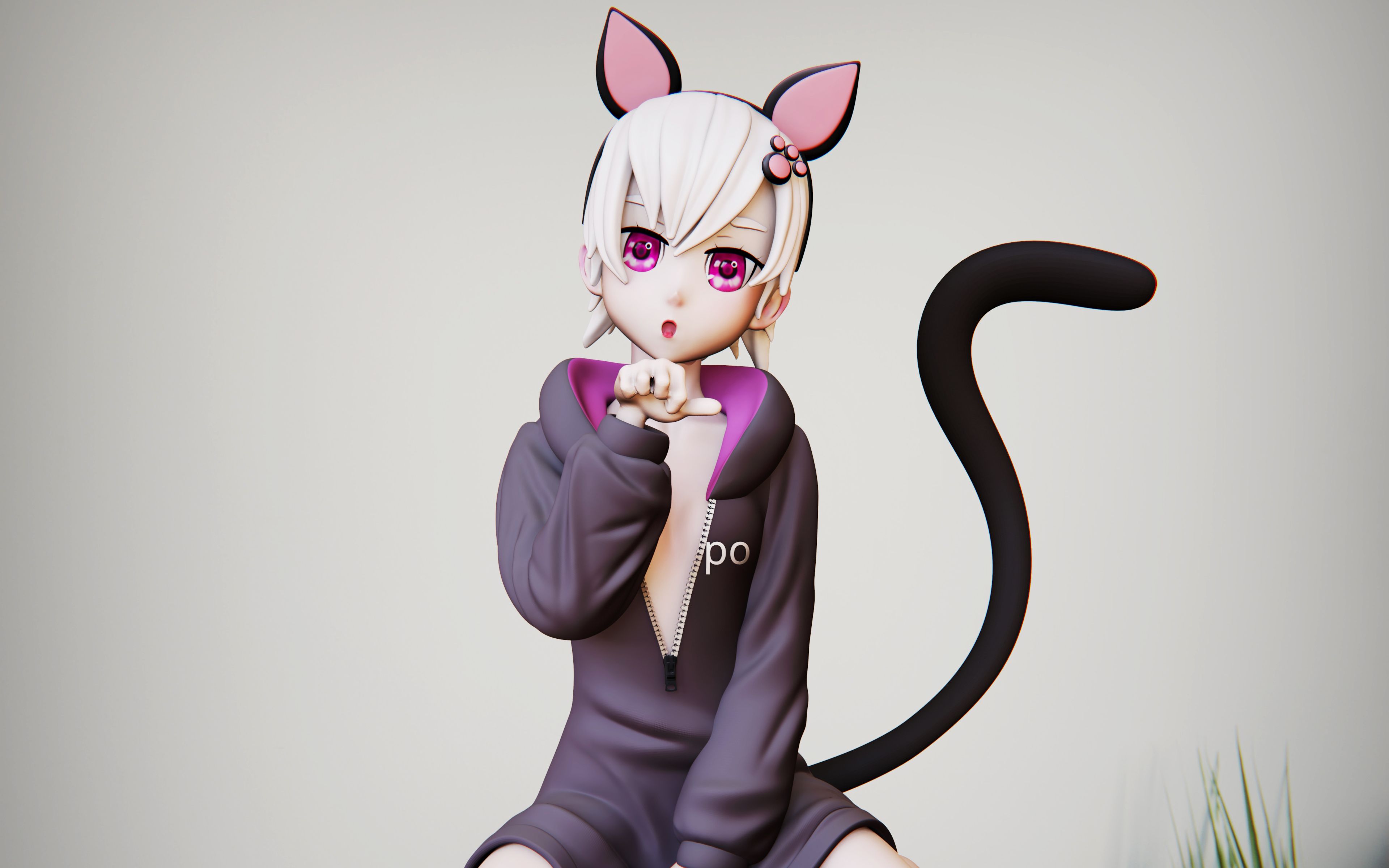 卡通可爱猫女孩手办可脱的那种哦