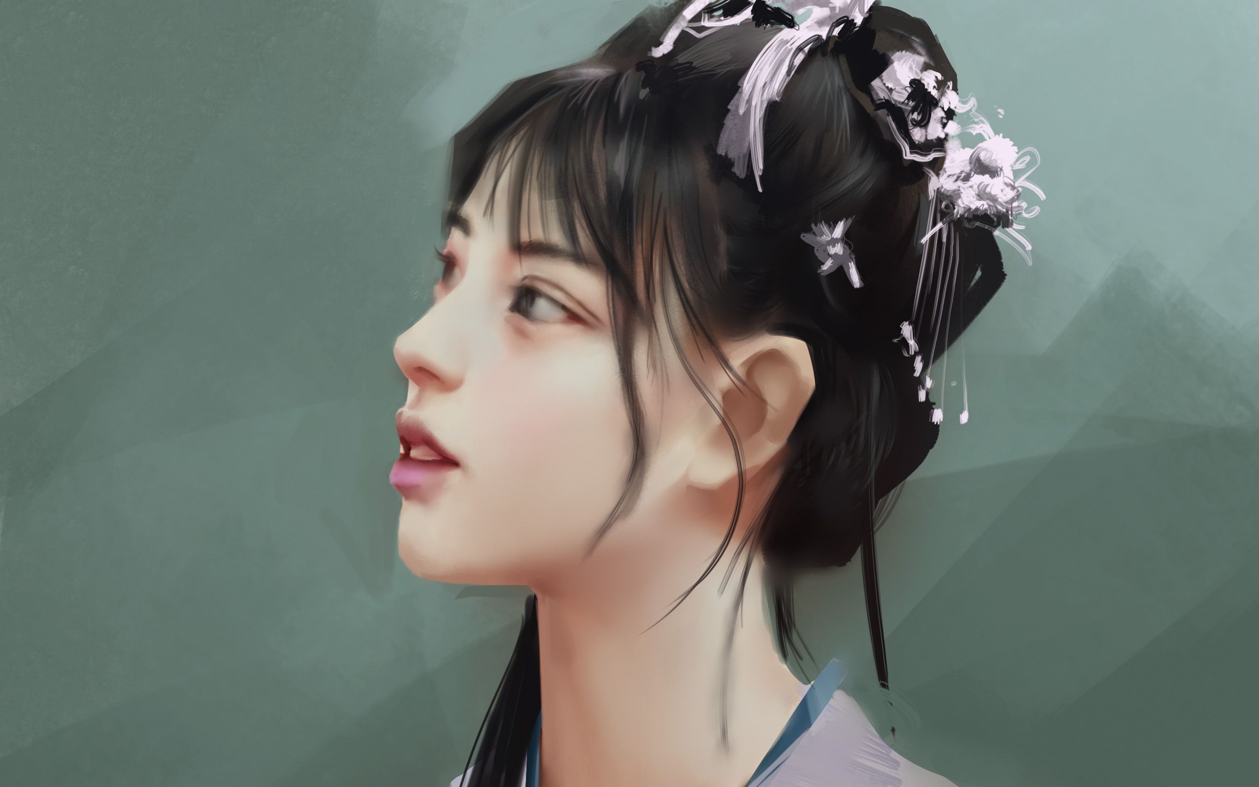 【板绘】极少见的古风小姐姐,厚涂写实技法的速涂天花板_哔哩哔哩