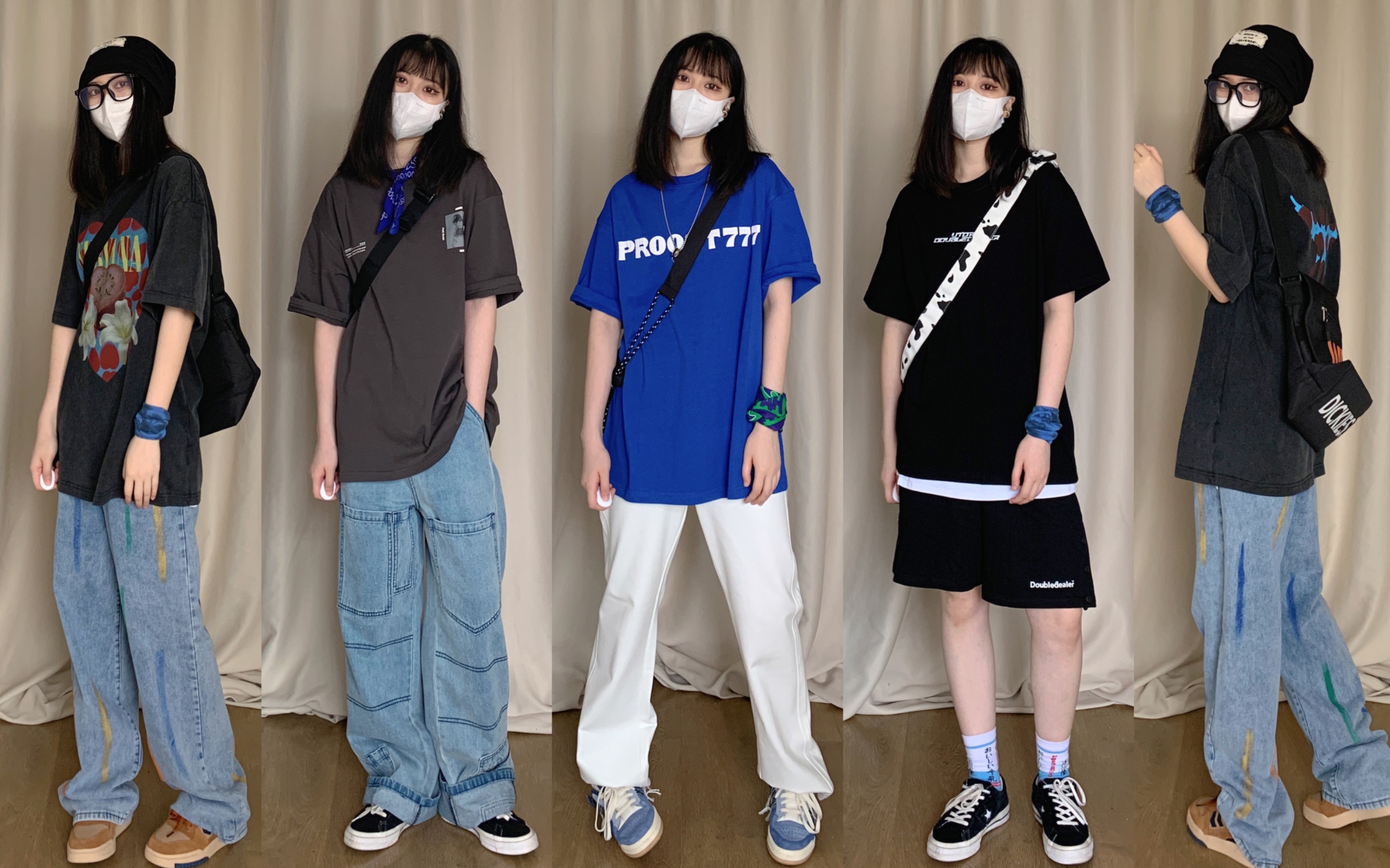 t恤穿搭|夏天出门也必须要酷酷的!|中性风