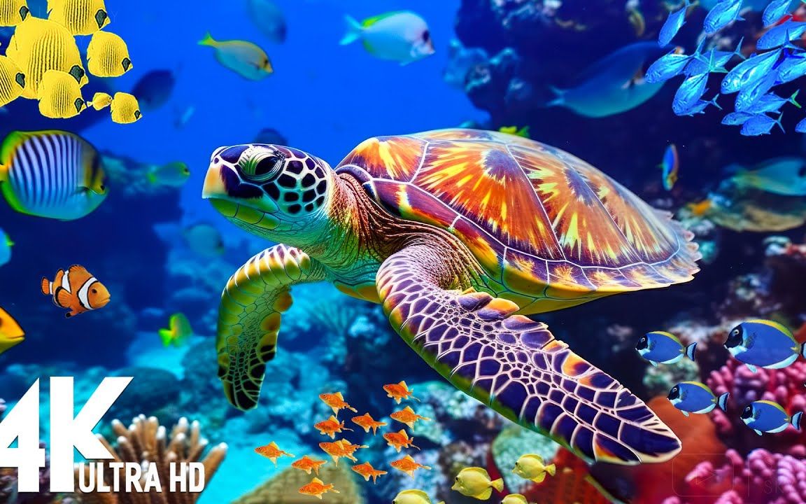 【4k】 3 小时令人惊叹的 4k 水下奇观   轻松音乐珊瑚礁和色彩