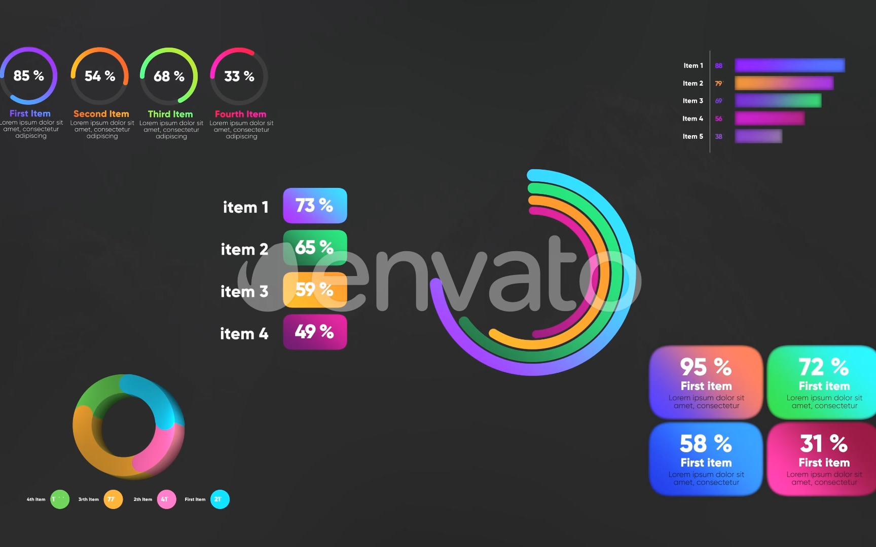 fcpx模板各种进度条表格生长效果的数据可视化模板finalcutpro模板