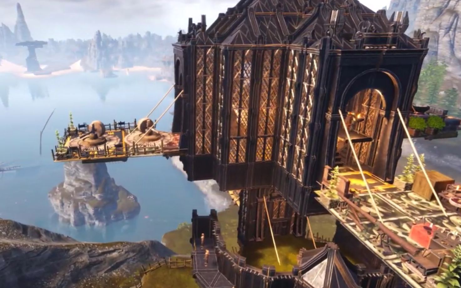 conan exiles 流放者柯南 建筑-三个地基上的吊桥塔_哔哩哔哩bilibili