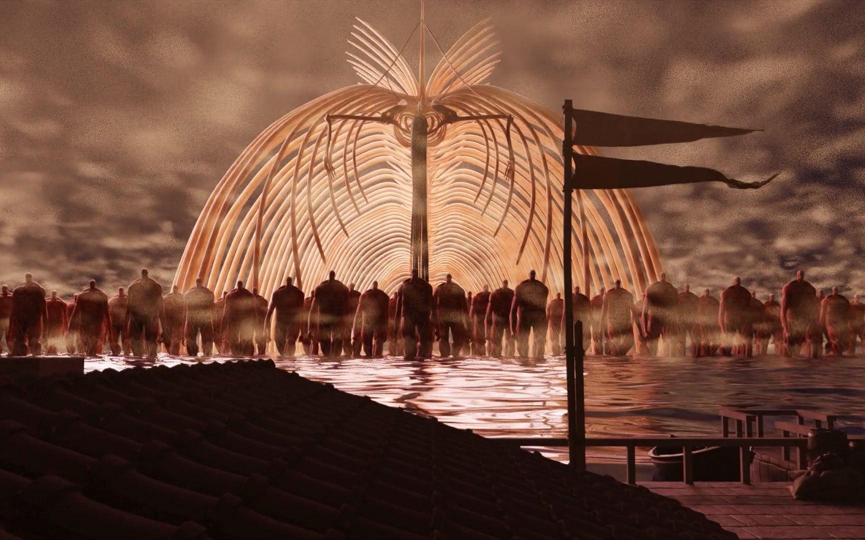 我使用三维制作了艾伦地鸣的场景