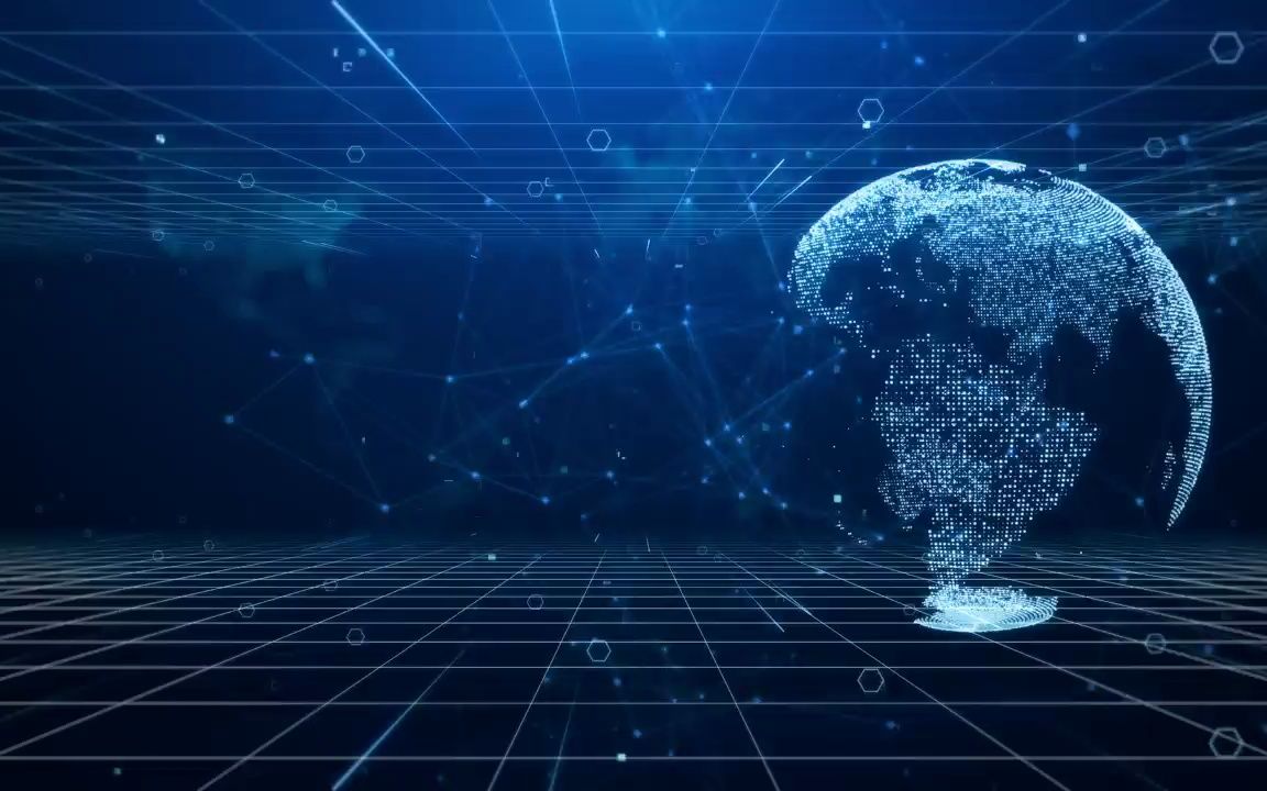 k2306 4k分辨率炫酷plexus蓝色高科技感点线粒子相连地球连线动态视频