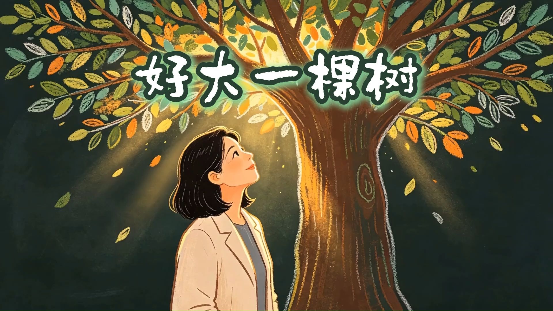 《好大一棵树》（北京天使合唱团演唱）原声。教师节代表性曲目之一，以树喻人，歌颂老师的奉献精神。舞台背景视频