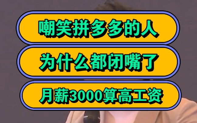 嘲笑拼多多的人,为什么都闭嘴了? 月薪3000算高工资!哔哩哔哩bilibili