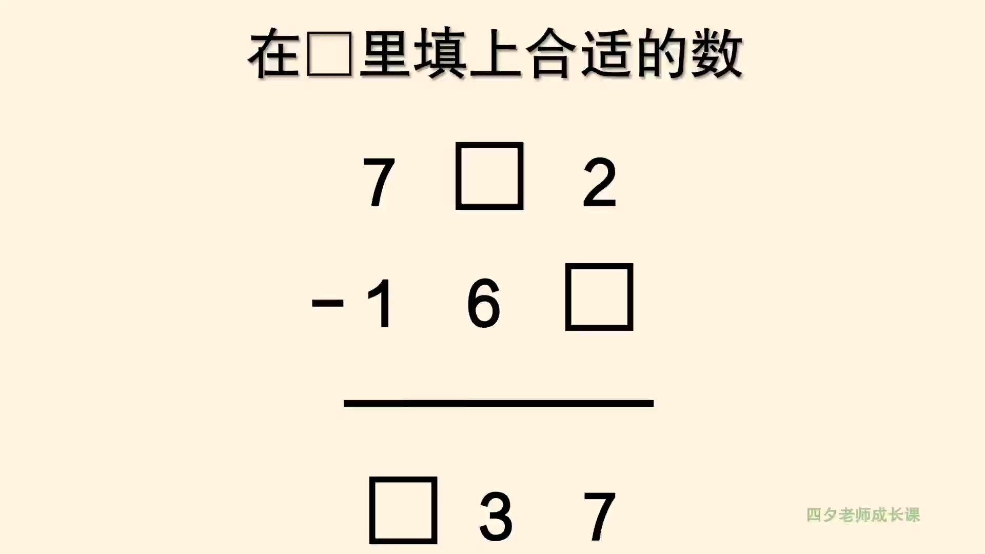 [图]二年级数学：在方框里填上合适的数，三位数减三位数