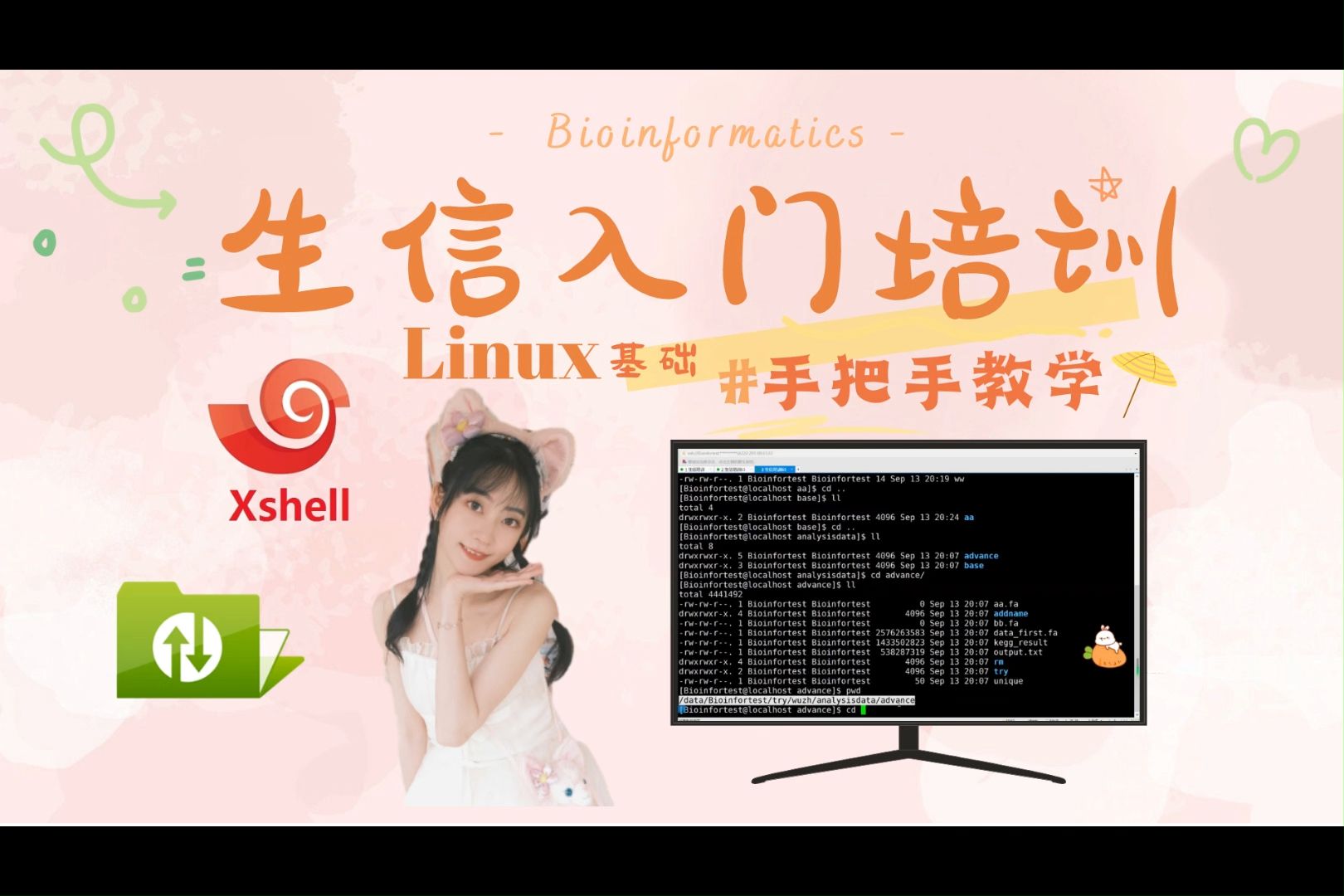 生信入门培训01| Linux基础 | Xshell使用 | Bioinformatics | 手把手教学 | 研究生学习 | Linux基础命令练习 |培训记哔哩哔哩bilibili