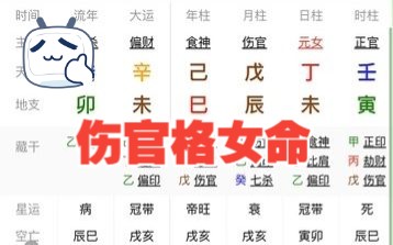 [图]伤官格女命八字