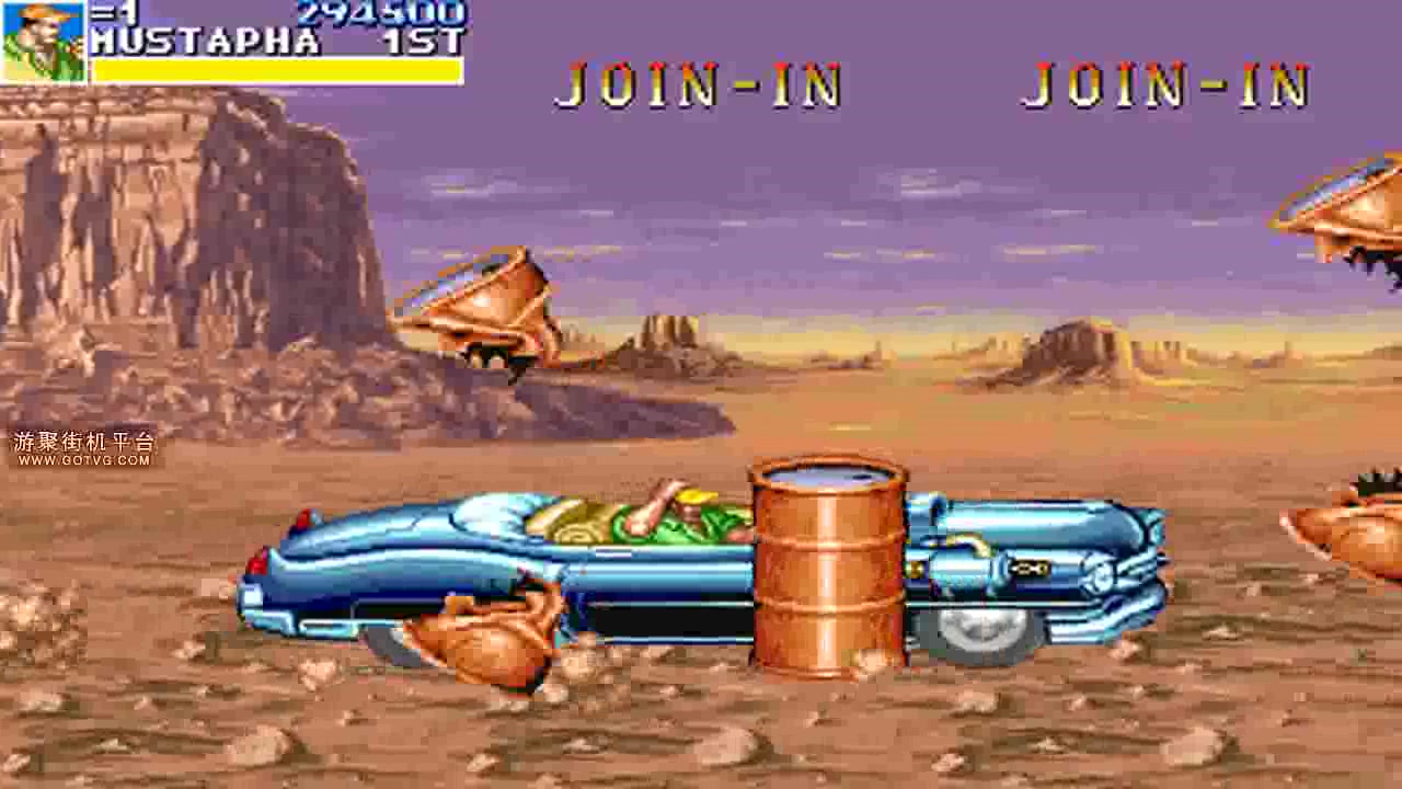 童年经典街机闯关游戏恐龙快打黄帽一命速通1