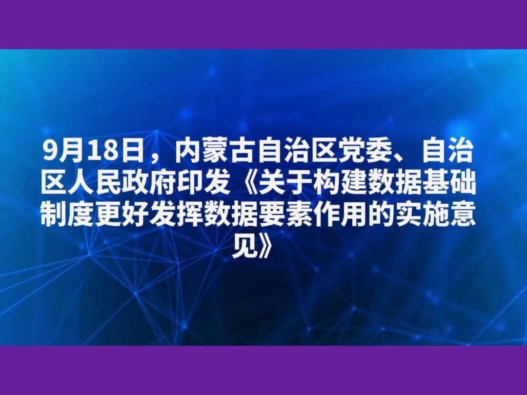 内蒙古“数据二十条”发布,探索建立数据质押标的处置变现机制哔哩哔哩bilibili
