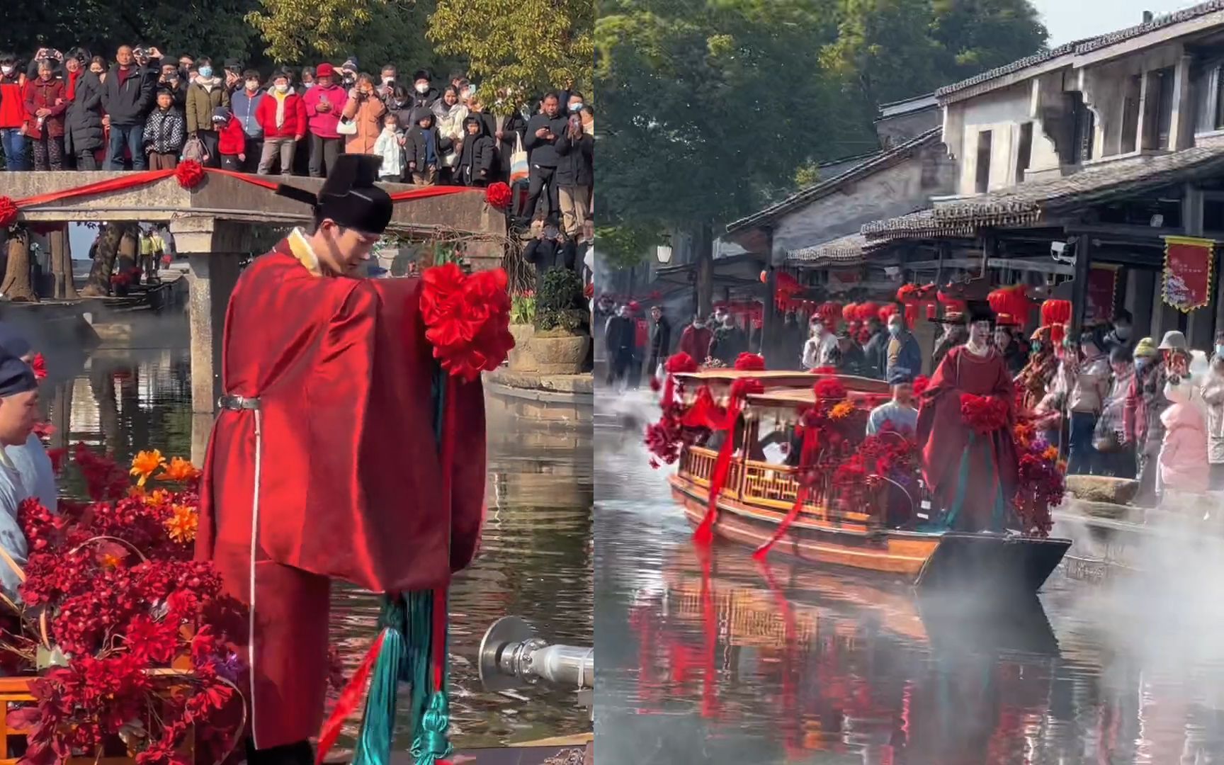 江南水乡举办宋韵水上婚礼表演,美轮美奂浪漫至极:电视剧的场景
