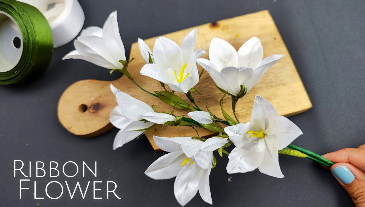 【ochayoo】多头百合丝带花制作教程diy bell flower_how to make