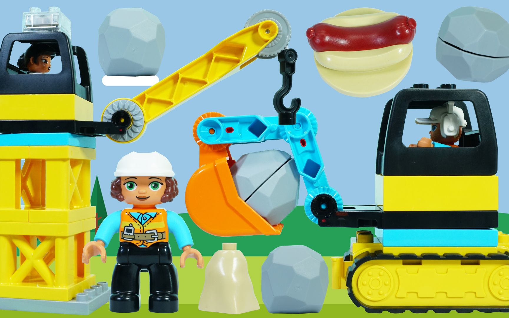 乐高lego的工地场景积木玩具