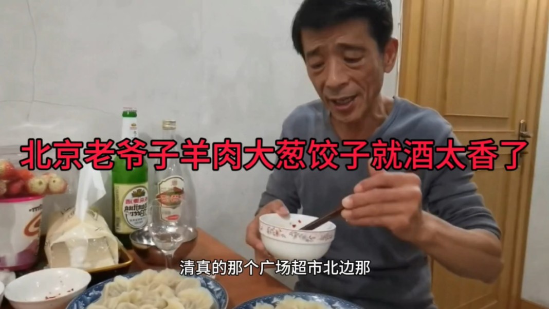 北京老爷子自己打馅自己包,做羊肉大葱饺子.饺子就酒蘸着小米辣一口一个真香哔哩哔哩bilibili