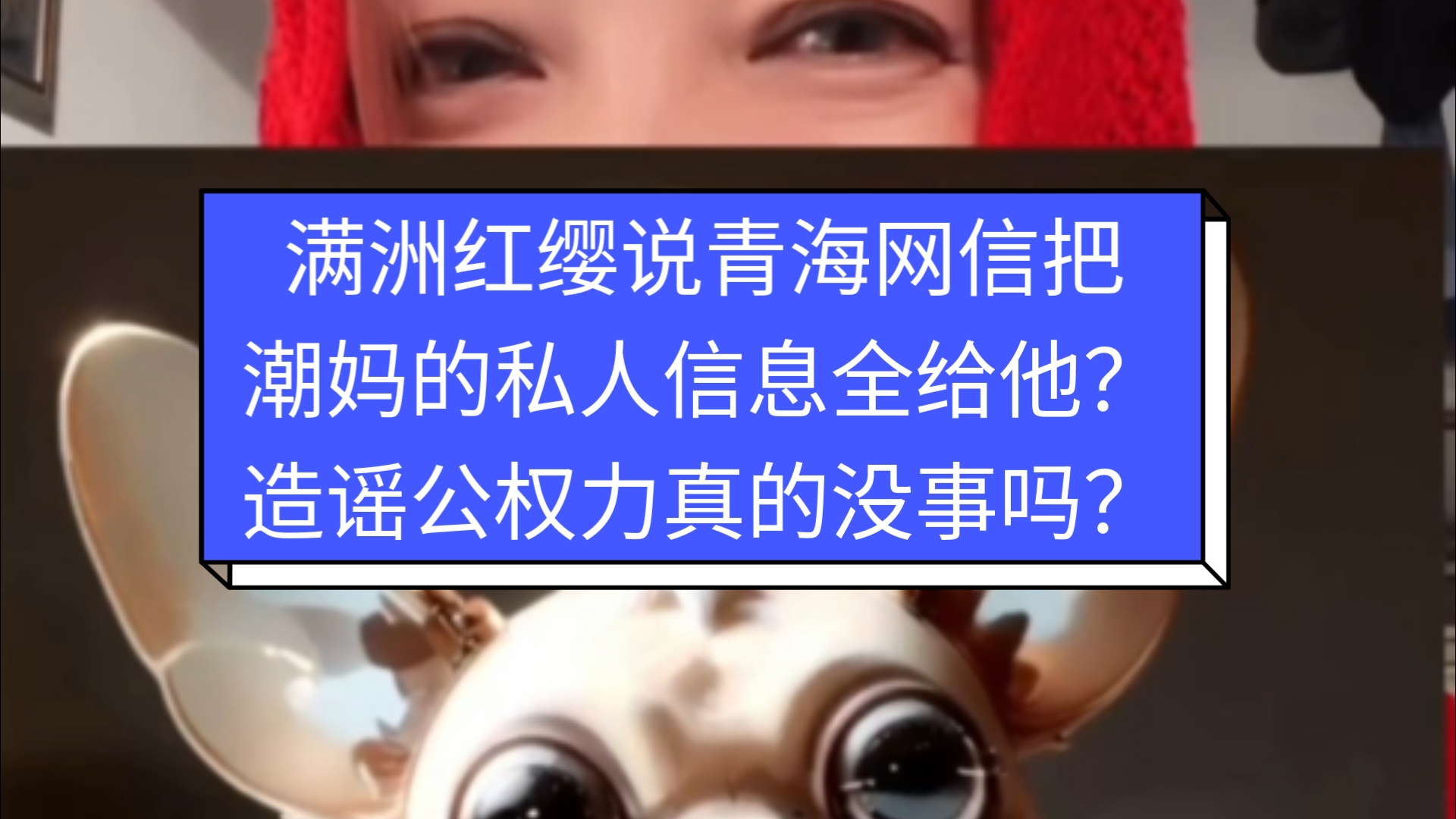 满洲红缨说青海网信把潮妈的私人信息全给他?造谣公权力真的没事吗?哔哩哔哩bilibili