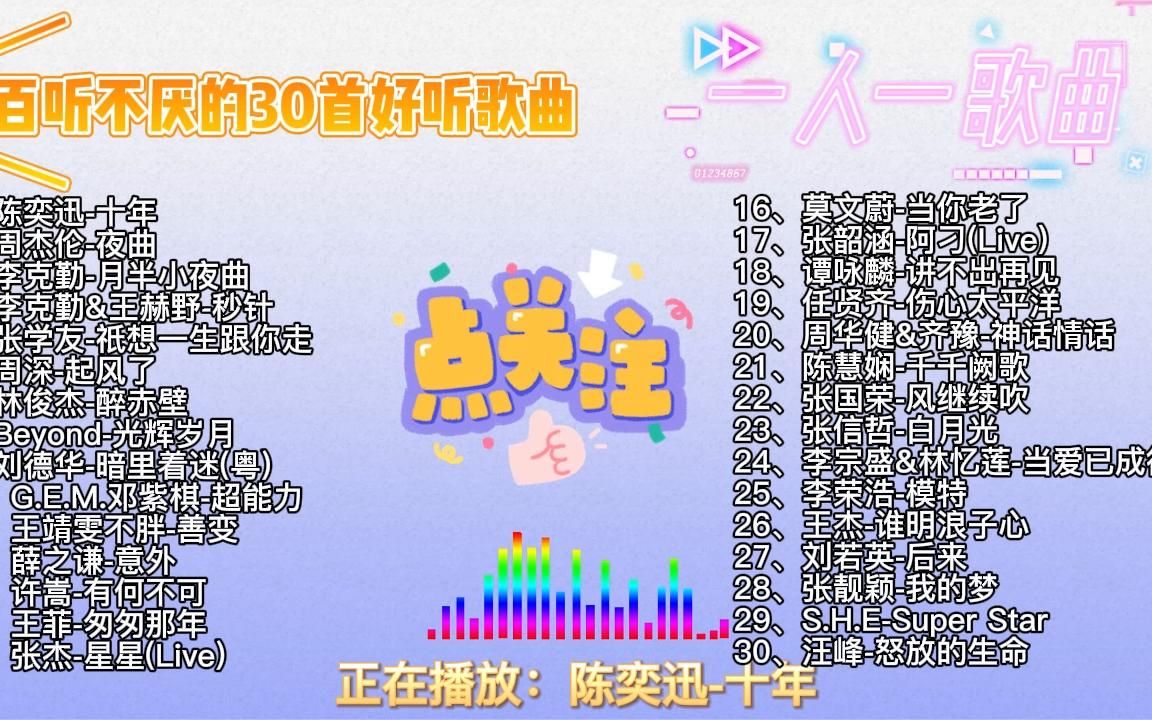 [图]超长120分钟音乐视频，百听不厌的30首好听歌曲