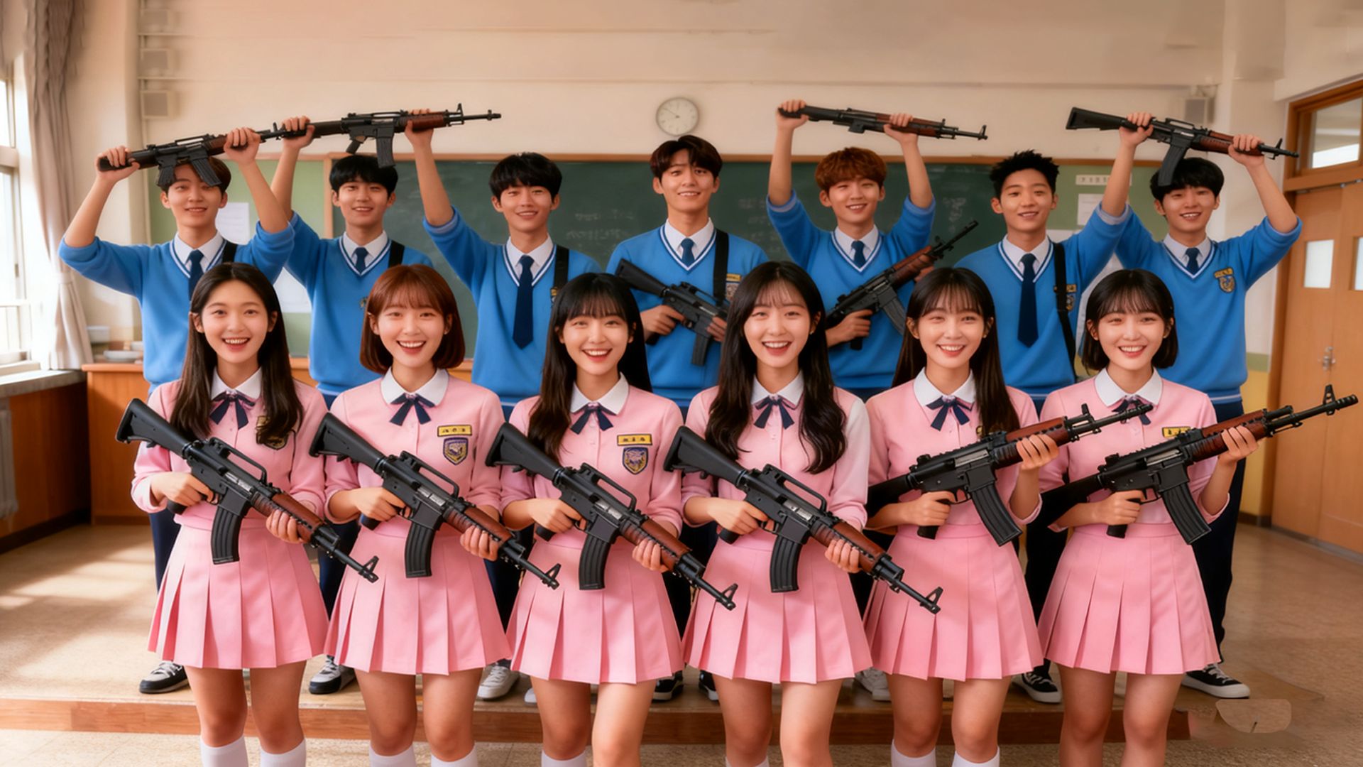 最拽学校，学生必须带枪上学，校花要被开车，校长都不管！