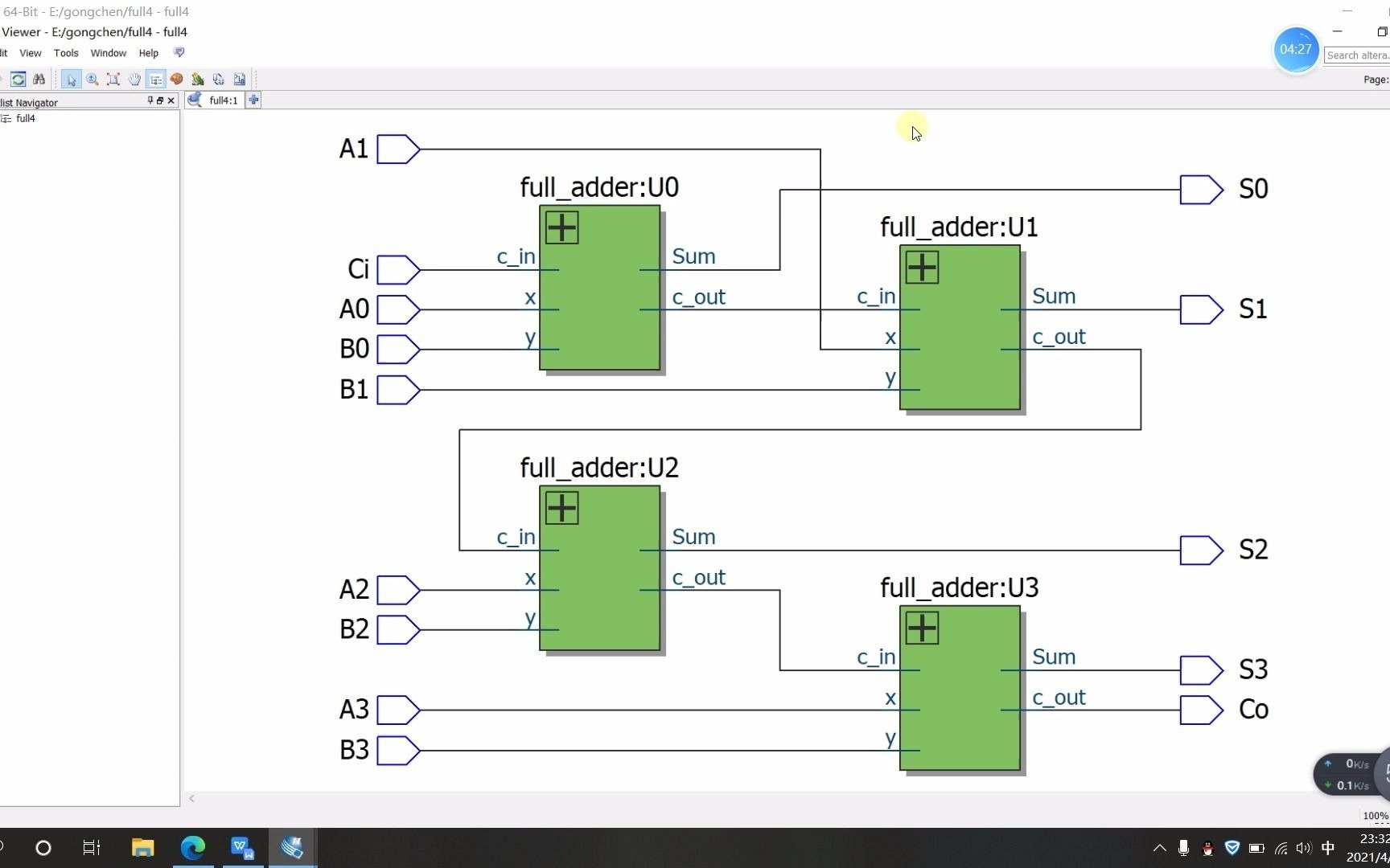 四位全加器VHDL哔哩哔哩bilibili