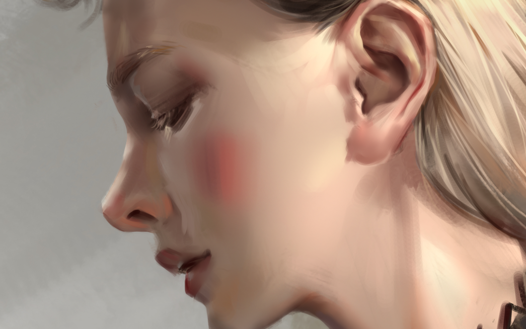 【板绘】厚涂色块起稿示范 欧式女侧脸板绘厚涂过程