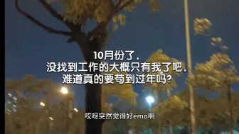 Download Video: 22届失业的我，10月份了，没找到工作的大概只有我了吧，难道真的要苟到过年吗？这找工作的心情越来越低落，逐渐慌了