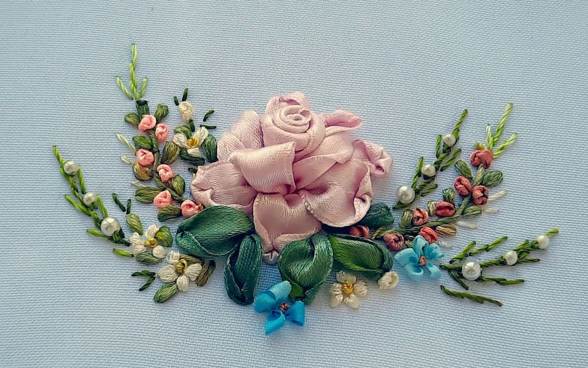 【malina_gm exclusive】玫瑰花丝带绣刺绣教程