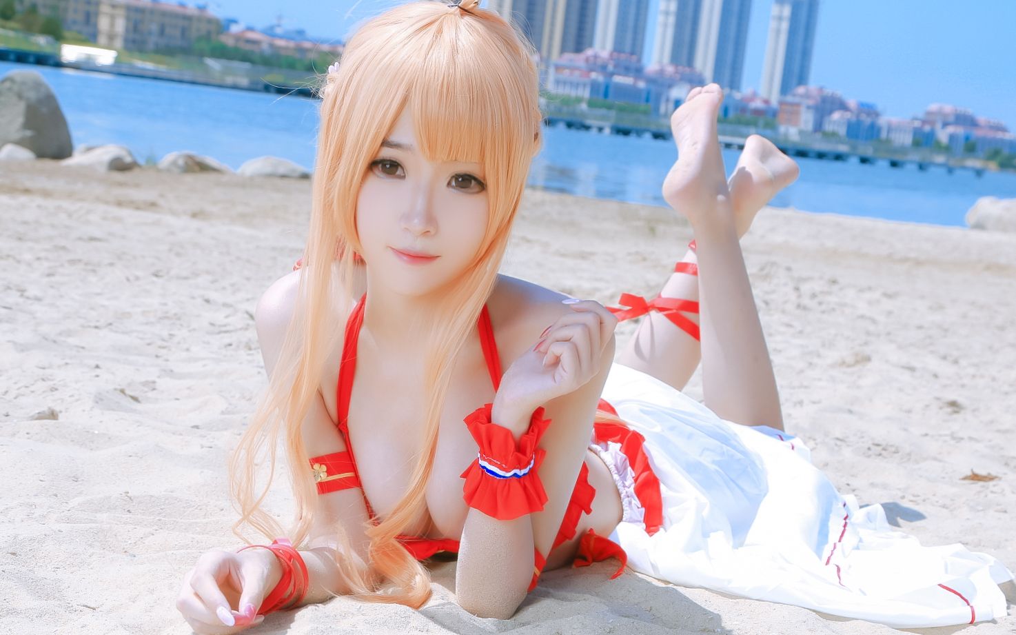 [图]【妖君白研】Cosplay泳装亚丝娜！海边少女！